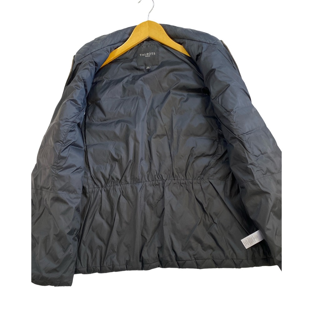 Talbots Plus 1X Black Down Puffer Vest Mixed Quilt Pockets‎ Cinched Back Classic - Picture 4 of 10